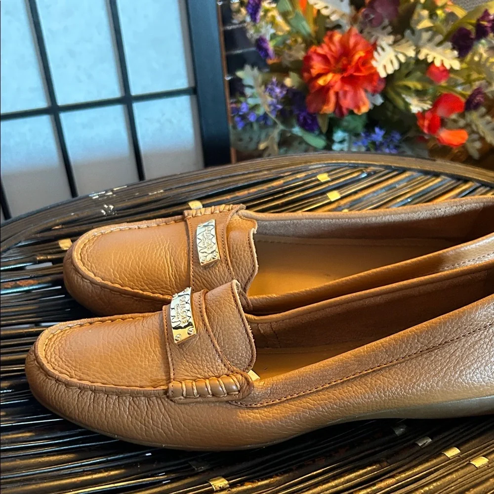 Coach Women's Brown Leather Loafers - Picture 6 of 7